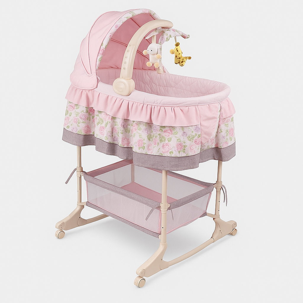 Baby Bassinet with Storage & Wheels