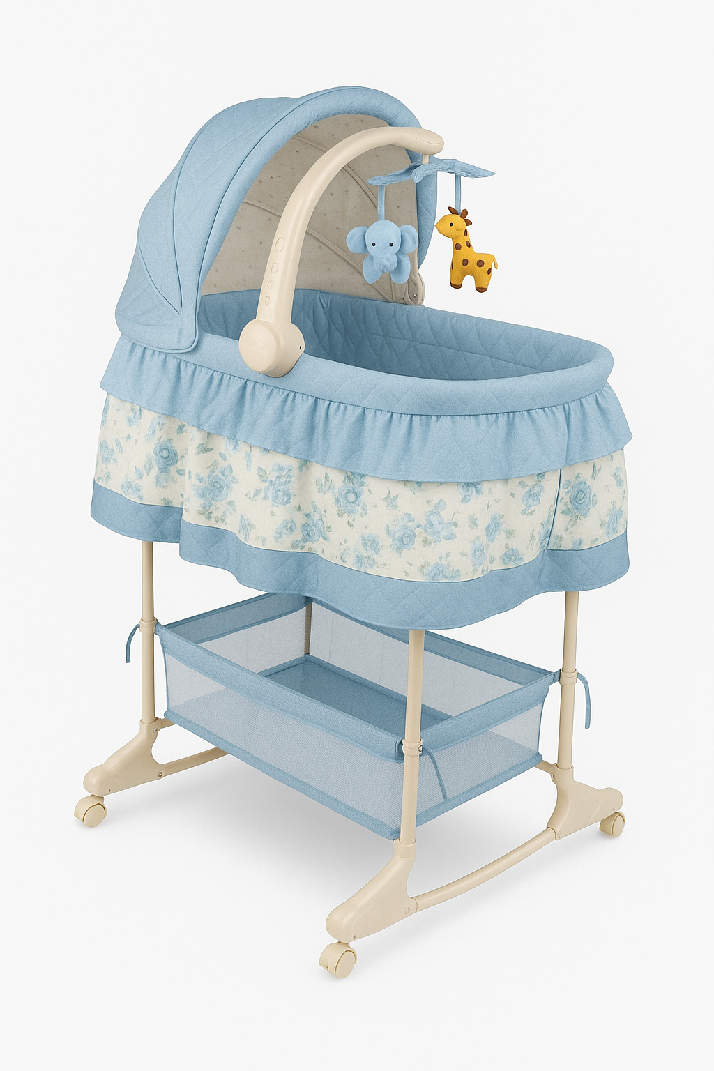 Baby Bassinet with Storage & Wheels