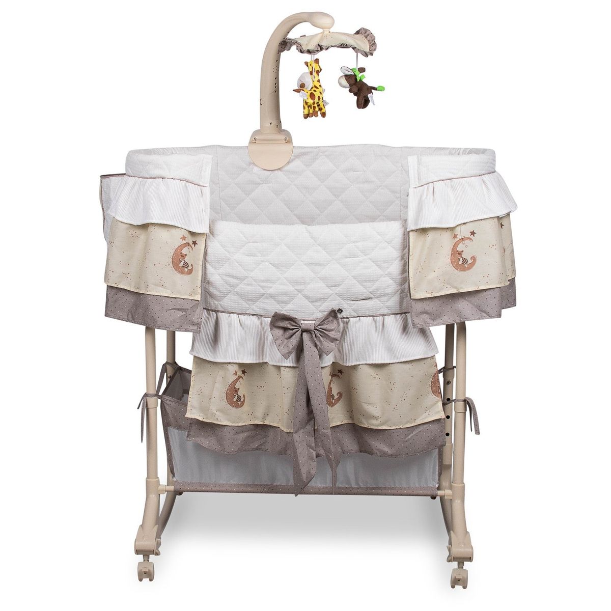 Baby Bassinet with Storage & Wheels