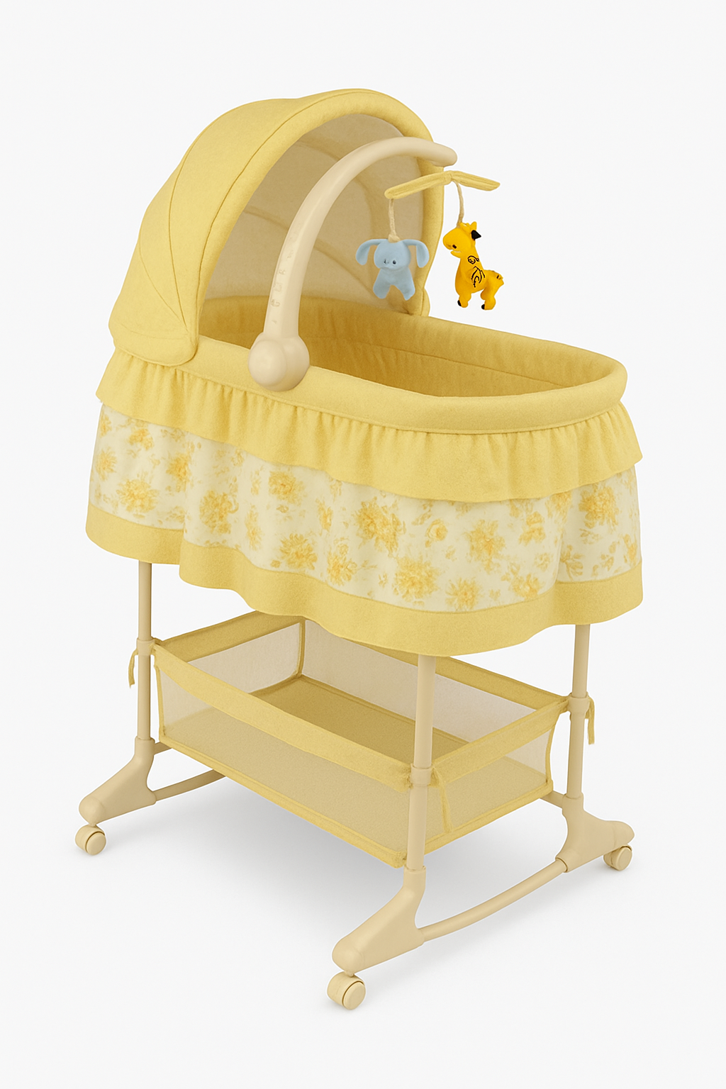 Baby Bassinet with Storage & Wheels