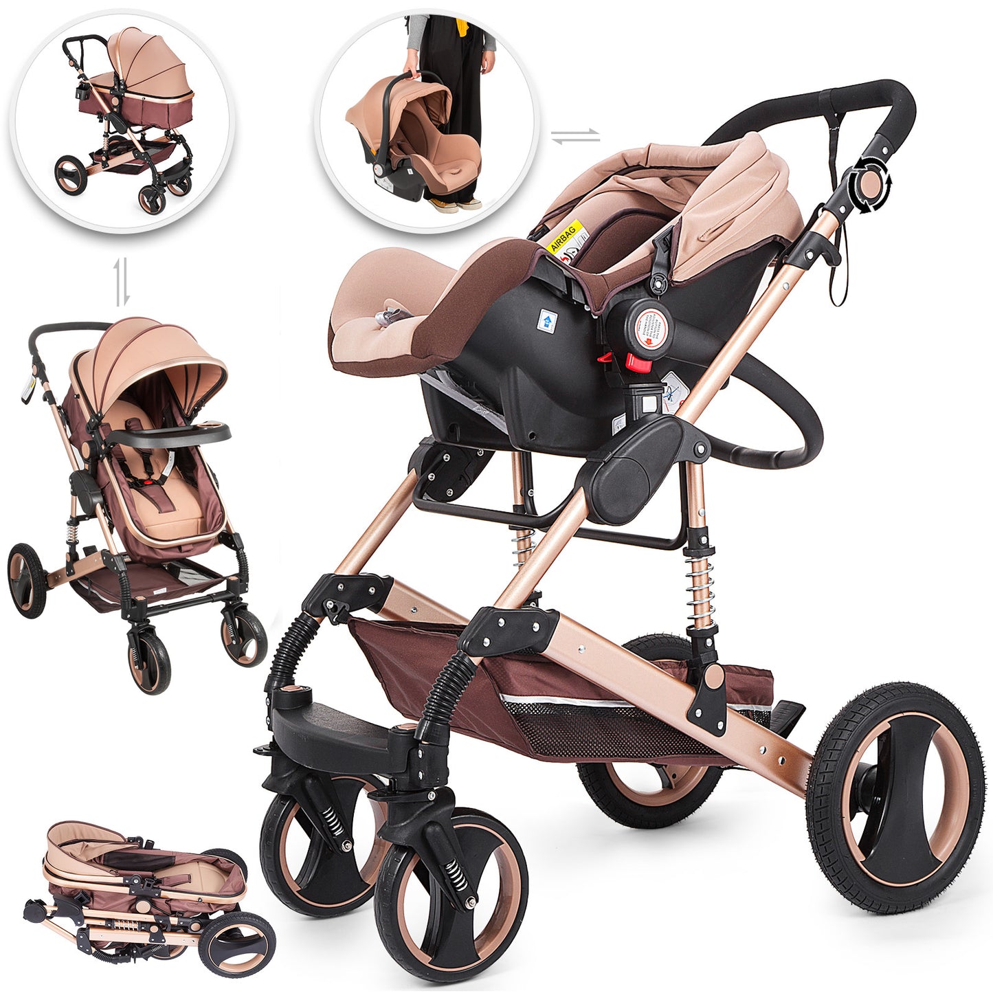 Luxury Baby Stroller (3-in-1 Belecoo OG Q3 Model)