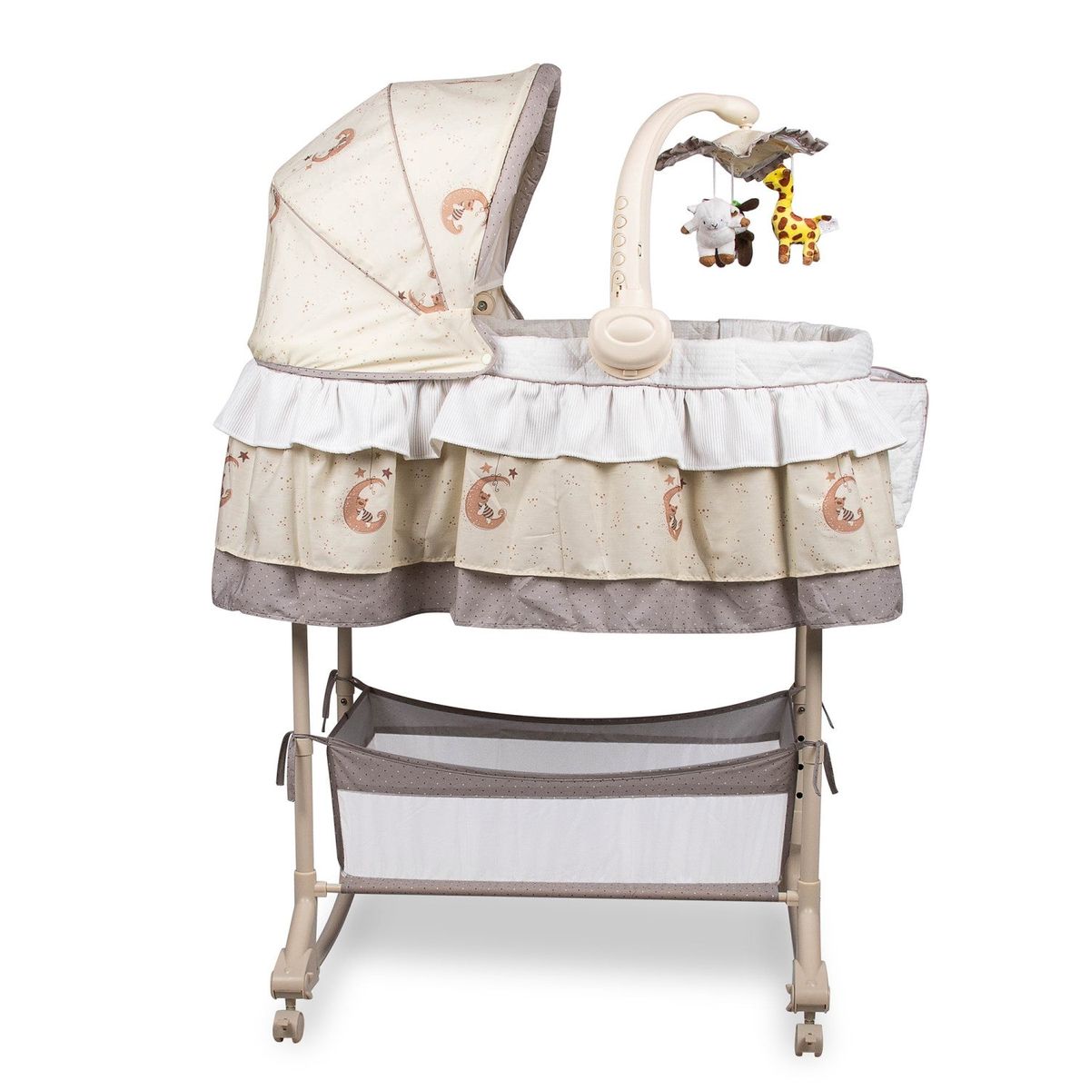 Baby Bassinet with Storage & Wheels