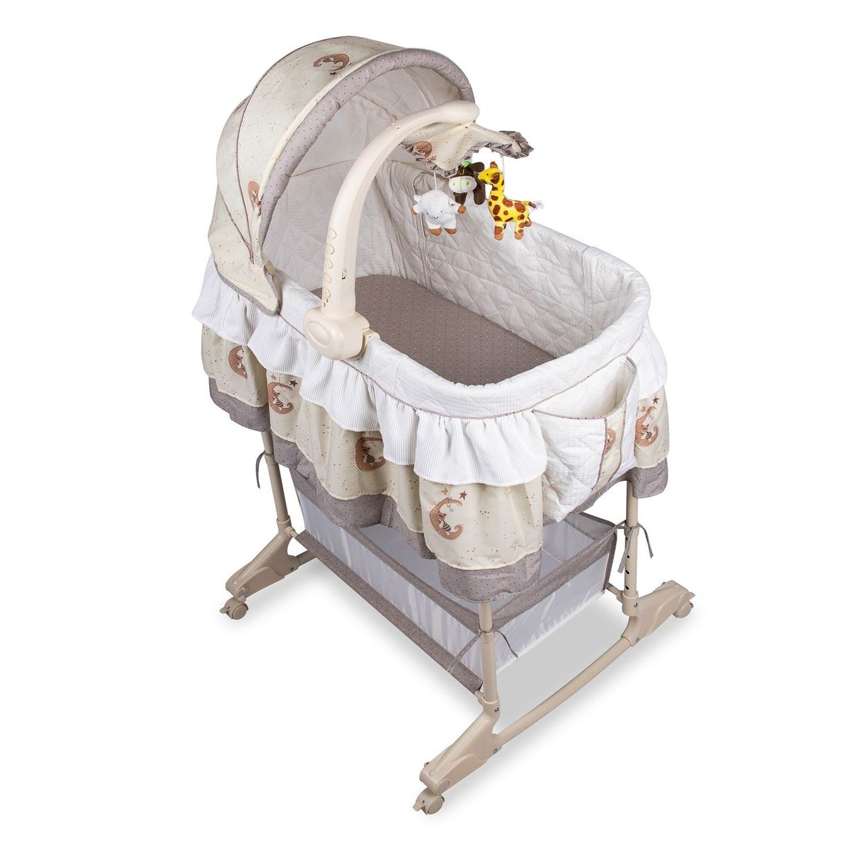 Baby Bassinet with Storage & Wheels