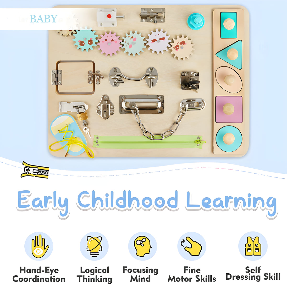 Montessori Wooden Busy Board