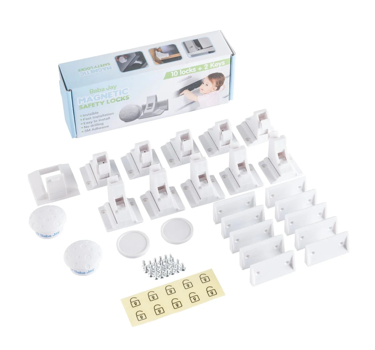 Magnetic Baby Safety Locks (10 Locks & 2 Keys)