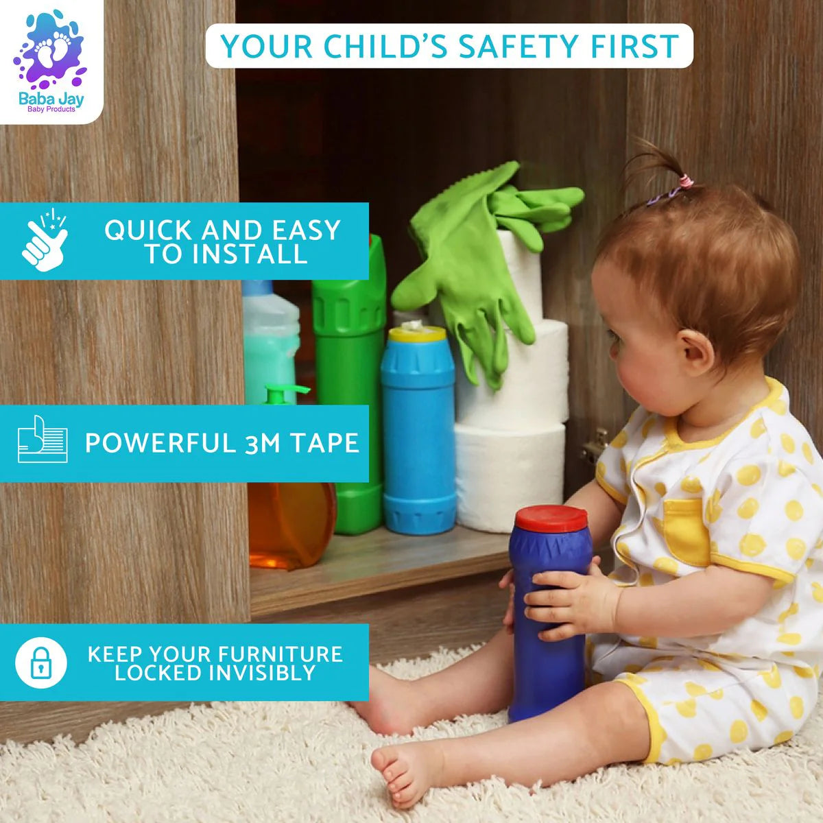 Magnetic Baby Safety Locks (10 Locks & 2 Keys)