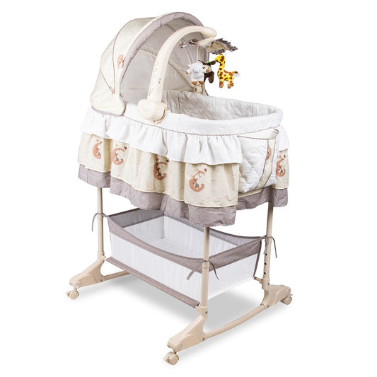 Baby Bassinet with Storage & Wheels